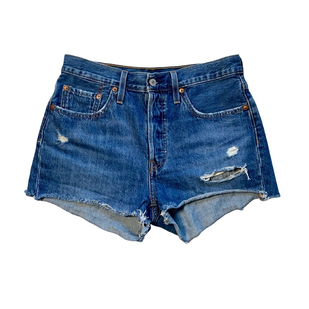 Levi’s 501 Button Fly Distressed Denim Cutoff Shorts Size W28